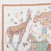 HERMES STORY　エルメス　カレ９０　ストーリー　美品　人気 カレ90 HERMES STORY スカーフ シルク ホワイト マルチカラー