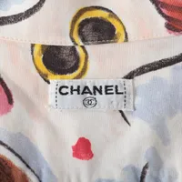 【CHANEL】シャネル　ブラウス　総柄　マルチカラー　ココマークボタン シャネル ココボタン 素材不明 シャツ サイズ不明 レディース