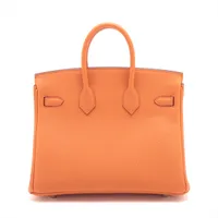 エルメス バーキン25 ルトゥルネ トゴ オレンジ シルバー金具 K