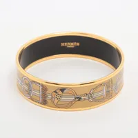 エルメス HERMES バングル エマイユGM ゴールド 茶 ベージュ アニマル エルメス HERMES バングル エマイユGM ゴールド 茶 ベージュ