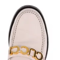 【美品】GUCCI ベージュレザー ローファー 37 グッチ レザー ローファー 37 1/2 レディース ベージュ 700036