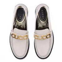 【美品】GUCCI ベージュレザー ローファー 37 グッチ レザー ローファー 37 1/2 レディース ベージュ 700036