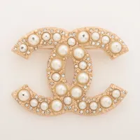 シャネル ゴールドプレート ココマーク ダイヤモンドブローチ 美品 箱有り Chanel シャネル ブローチ ダイヤ ココマーク