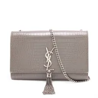 ＄サンローラン　ケイト　クラシックチェーン　ショルダー　グレー サンローランパリ クラシックケイト グレー 354119 A3610366｜中古