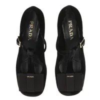 美品 PRADA プラダ　ストラップ　パンプス　３５１／2 プラダ 24AW ベルベット×レザー ストラップパンプス 37