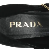 プラダ 24AW ベルベット×レザー ストラップパンプス 37