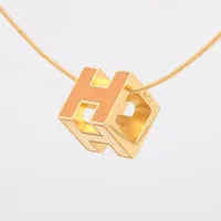 エルメス カージュドアッシュ Hキューブ ネックレス GP ゴールド