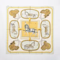 エルメス カレ90 GRAND APPARAT 盛装の馬 スカーフ シルク イエロー