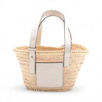 LOEWE ロエベ バスケット カゴバッグ スモール ラフィア ホワイト ロエベ バスケットスモール ラフィア×レザー カゴバッグ