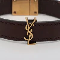 【サンローラン】YSL レザーブレスレット ダークブラウン 中古・古着通販】Yves Saint Laurent (イヴサンローラン) レザー