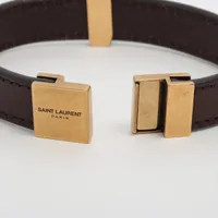 サンローラン　ブレスレット サンローラン YSLロゴ ブレスレット GP×革 ブラウン A3611897