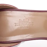 HERMES エルメス　レジェンド　サンダル　ボルドー エルメス レジェンド レザー ウェッジソールサンダル 38 1/2