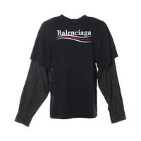 バレンシアガ 22年 コットン ロングTシャツ L メンズ ブラック