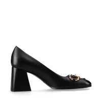 【グッチ】ホースビット　パンプス　ヒール ネイビー　紺色　レザー　5 1/2 グッチ(GUCCI)グッチ ホースビット パンプス 靴 レディース