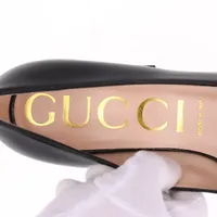 D875 新品未使用 24.5 グッチ イタリア製 レディース パンプス グッチ(GUCCI)グッチ GGマーモントチェンキヒール パンプス 靴
