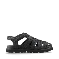 ラストチャンス【PRADA】トライアングルロゴ レザー サンダル プラダ トライアングルロゴ ラフィア×レザー サンダル 6 1/2