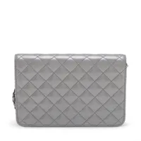 シャネル チェーンウォレット ラムスキン グレー/S金具 シャネル マトラッセ ラムスキン チェーンウォレット ココマーク