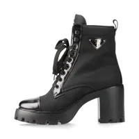 【プラダ】ショートブーツ　三角ロゴ 新品同様　黒　ナイロン　レザー　37.5 PRADA - 【プラダ】ショートブーツ 三角ロゴ 新品同様 黒