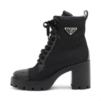 【PRADA】ロゴ デボス レースアップ アンクルブーツ☆SALE中 プラダ ブーツ｜中古ブランド品・ブランド古着通販｜ALLU
