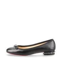 Christian Louboutin　レザー スタッズ フラット パンプス クリスチャンルブタン スパイクスタッズ レザー フラット