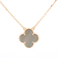送料関税込Vintageアルハンブラグレーシェルネックレス★Bランク ヴァンクリーフ&アーペル ヴィンテージアルハンブラ グレー