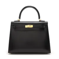 【ケリー金具が上品】HERMES ケリーミュール ブラックレザー エルメス ケリー25 セリエ ヴォーエプソン ブラック ゴールド