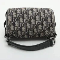 【美品】Dior　ROLLER オブリーク ショルダーバッグ / ハンドバッグ ディオール オブリーク ローラー ブラックxベージュ 2WAY