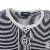 CHANEL シャネル ココボタン コットン×ナイロン 半袖ニット   黒 ココマークボタン ニットワンピース 半袖 コットン ブラック シャネル