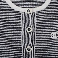 CHANEL シャネル ココボタン コットン×ナイロン 半袖ニット   黒 ココマークボタン ニットワンピース 半袖 コットン ブラック シャネル