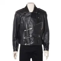 訳ありRAFラフシモンズレザーライダースジャケット RAF SIMONS ラフシモンズ ショートダブルライダースジャケット