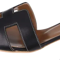 エルメス✳︎オアジス35.5✳︎サンダル✳︎箱保存袋付き エルメス オアジス レザー サンダル 35.5 レディース ブラック