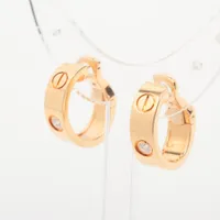 【美品】カルティエ　ラブ　ピアス　750 YG 片耳　フープ Cartier - 【美品】カルティエ ラブ ピアス 750 YG 片耳 フープ