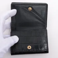 専用■サンローラン YSL クロコ型押し コンパクトウォレット 折り財布 黒 サンローランパリ YSLロゴ GUE403964 クロコ型押し コンパクト