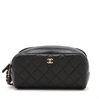 CHANEL★AP3702 キャビア チェーン ハンドル ボウリング ポーチ シャネル マトラッセ キャビアスキン チェーンハンドバッグ