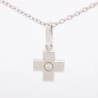【値下げ】Cartier カルティエ クロス ネックレス ダイヤ WG 750 カルティエ クロス ダイヤ ネックレス 750(WG) 13.0g A3629414｜中古