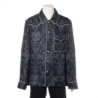 ヴィトン 24AW シルク シャツ M メンズ ネイビー RM242M MRR HRS80W