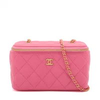 シャネル バニティーバッグ ラムスキン ピンク CHANEL シャネル ミニチェーンバニティ ピンク レディース