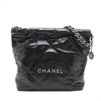 CHANEL シャネル スモールショールダーバッグ ブラック シャネル シャネル22 スモール シャイニーカーフスキン チェーン