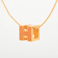 HERMES ネックレス カージュドアッシュ オレンジ Hキューブ HERMES 美品 エルメス カージュアッシュ Hキューブ ネックレス