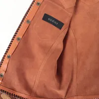 グッチ　レザージャケット　トムフォード期　総柄裏地　ロゴボタン　ブラウン 楽天市場】良品△GUCCI グッチ ヴィンテージ スウェードレザー