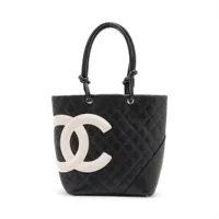 CHANEL シャネル カンボンライン ラムスキン トートバッグ シャネル カンボンライン ラムスキン トートバッグ ブラックxホワイト