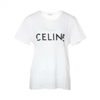 【美品・定番】セリーヌ☆ブランドロゴ入りTシャツ 人気カラー ホワイト 白色 CELINE セリーヌ セーター RY02N317V.01OW レディース クルー
