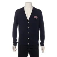 グッチ　GUCCI カーディガン　S ダークネイビー　薄手　GG ハート　スター グッチ GG ウール カーディガン S メンズ ネイビー 576815