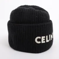 CELINE 帽子 ウール ロゴ ニットキャップ ネイビー Aランク 未使用品 セリーヌ CELINE CELINE ニット帽 2ADAV347Y コットン ニット