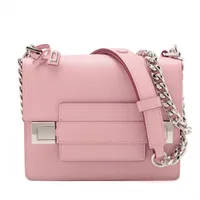 フェラガモ ヴァラリボン レザー チェーンショルダーバッグ ピンク