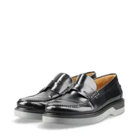 エルメス レザー ローファー 40.5 メンズ ブラック Hロゴ 厚底