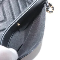 シャネル Vステッチ キャビアスキン チェーンウォレット グレー ゴールド金具 CHANEL シャネル シェブロン ボーイシャネル チェーンウォレット
