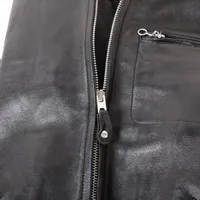 【美品】ラム　レザー ショートジャケットL ブラック セリーヌ 19AW ラムスキン レザージャケット 36 レディース
