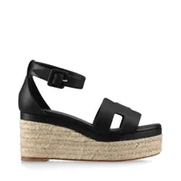 エルメス エルダ レザー ウェッジソールサンダル 36 レディース