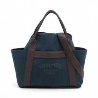 エルメス サックドパンサージュ グルーム キャンバス ネイビー シルバー金具